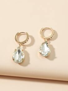 1 par de pendientes de gota de agua exagerados y minimalistas de estilo occidental para mujeres con cristales de vidrio y piedras de strass - Amarillo Oro - Ver 2