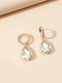 1 par de pendientes de gota de agua exagerados y minimalistas de estilo occidental para mujeres con cristales de vidrio y piedras de strass - Amarillo Oro - Ver 3