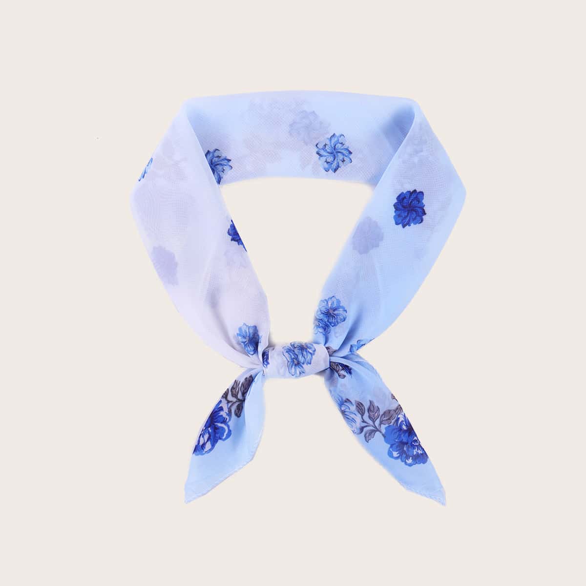 

Floral Pattern Bandana, Baby blue