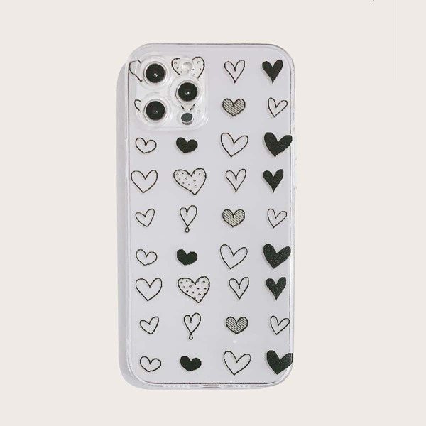 

Прозрачный чехол для iPhone с узором сердечка
