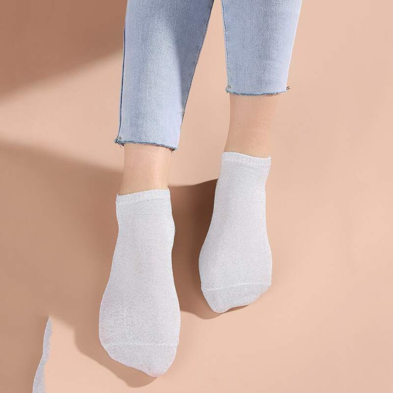 

Heart Embroidered Ankle Socks, Grey