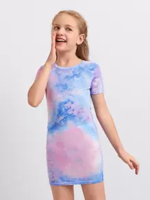 SHEIN 女孩紮染合身洋裝
