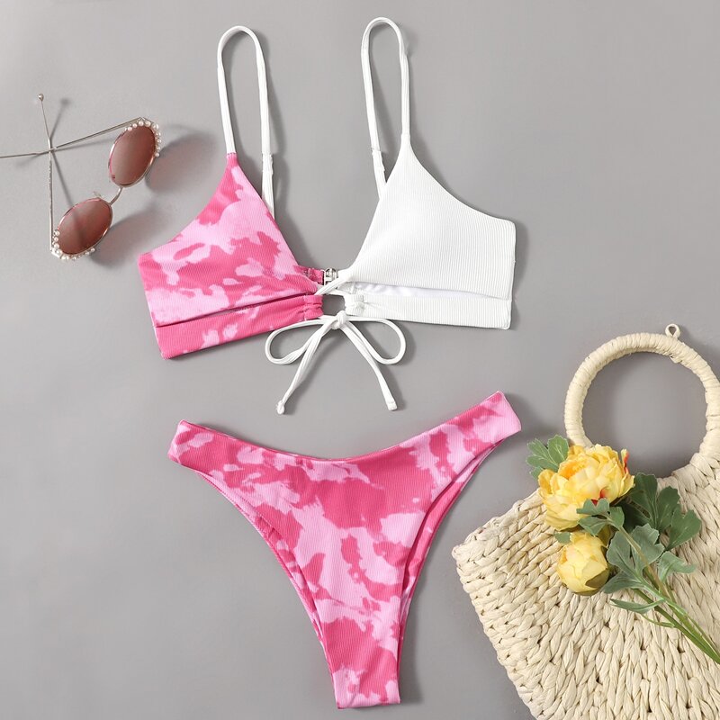 

Tie Dye Colorblock Bikini Swimsuit, Multicolor