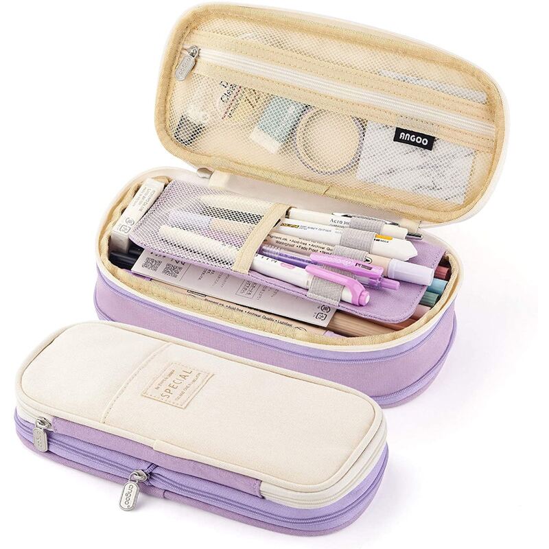 

1pc Portable Large Pencil Bag, Mauve purple