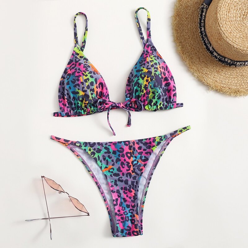 

Leopard Cami Bikini Swimsuit, Multicolor