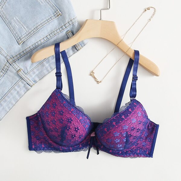 

Floral Lace Super Push Up Bra, Multicolor