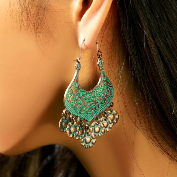 

Bohemian Disc Tassel Drop Earrings, Bronze