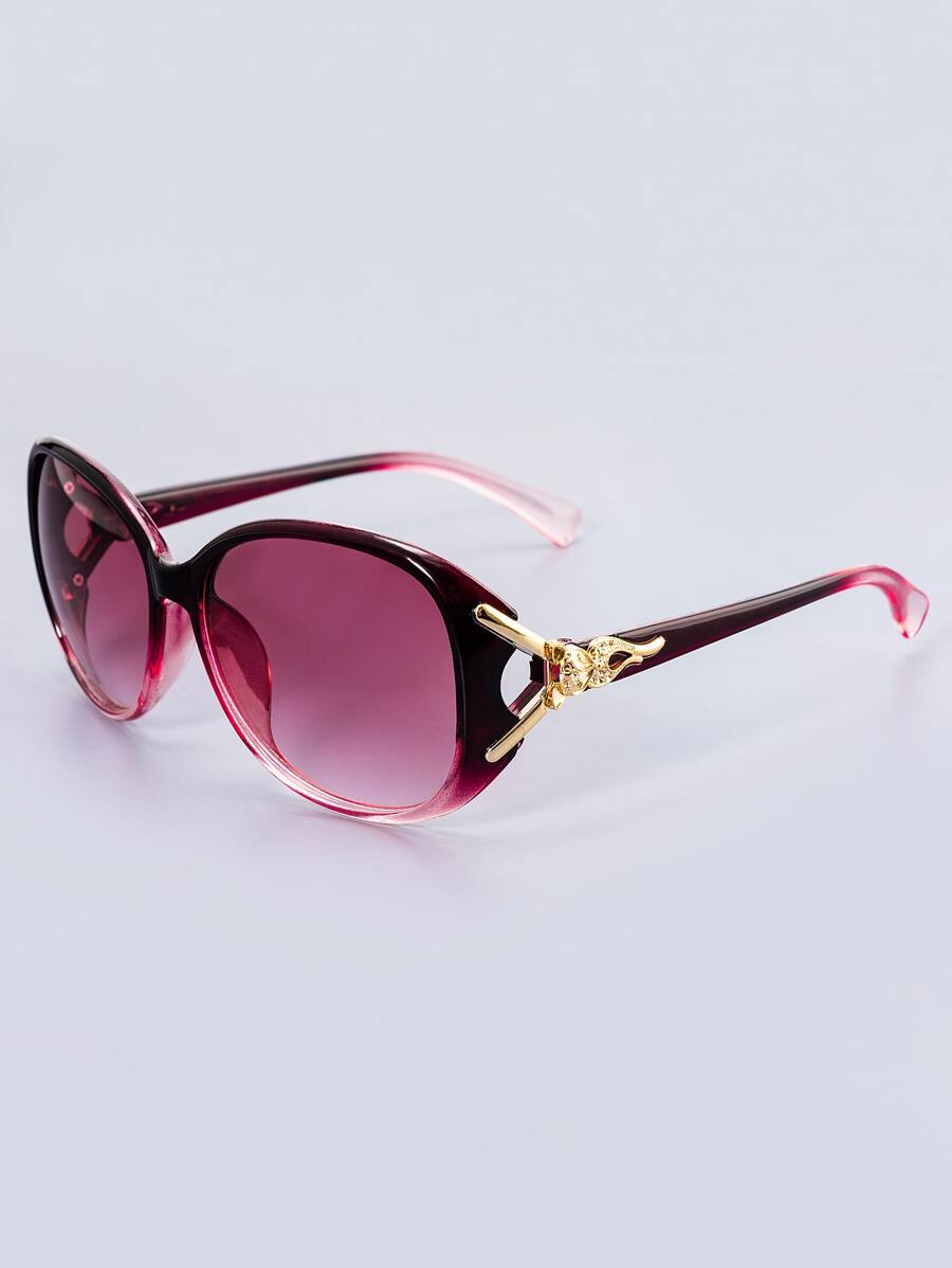 1pc Women's Round Pc Sunglasses With Fox Head Decor For Traveling Sunglasses Beach Sun Glasses Beach Accessories For Women Sun Glasses Sunglasses Shades - Pink - View 1