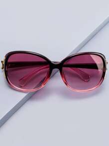 1pc Women's Round Pc Sunglasses With Fox Head Decor For Traveling Sunglasses Beach Sun Glasses Beach Accessories For Women Sun Glasses Sunglasses Shades - Pink - View 4