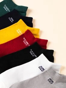7pairs Letter Graphic Ankle Socks - Multicolor - View 3