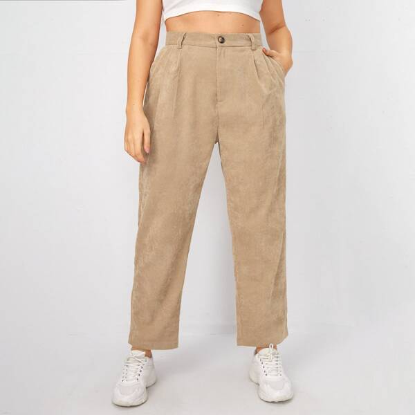 

Plus Corduroy Slant Pocket Pants, Khaki