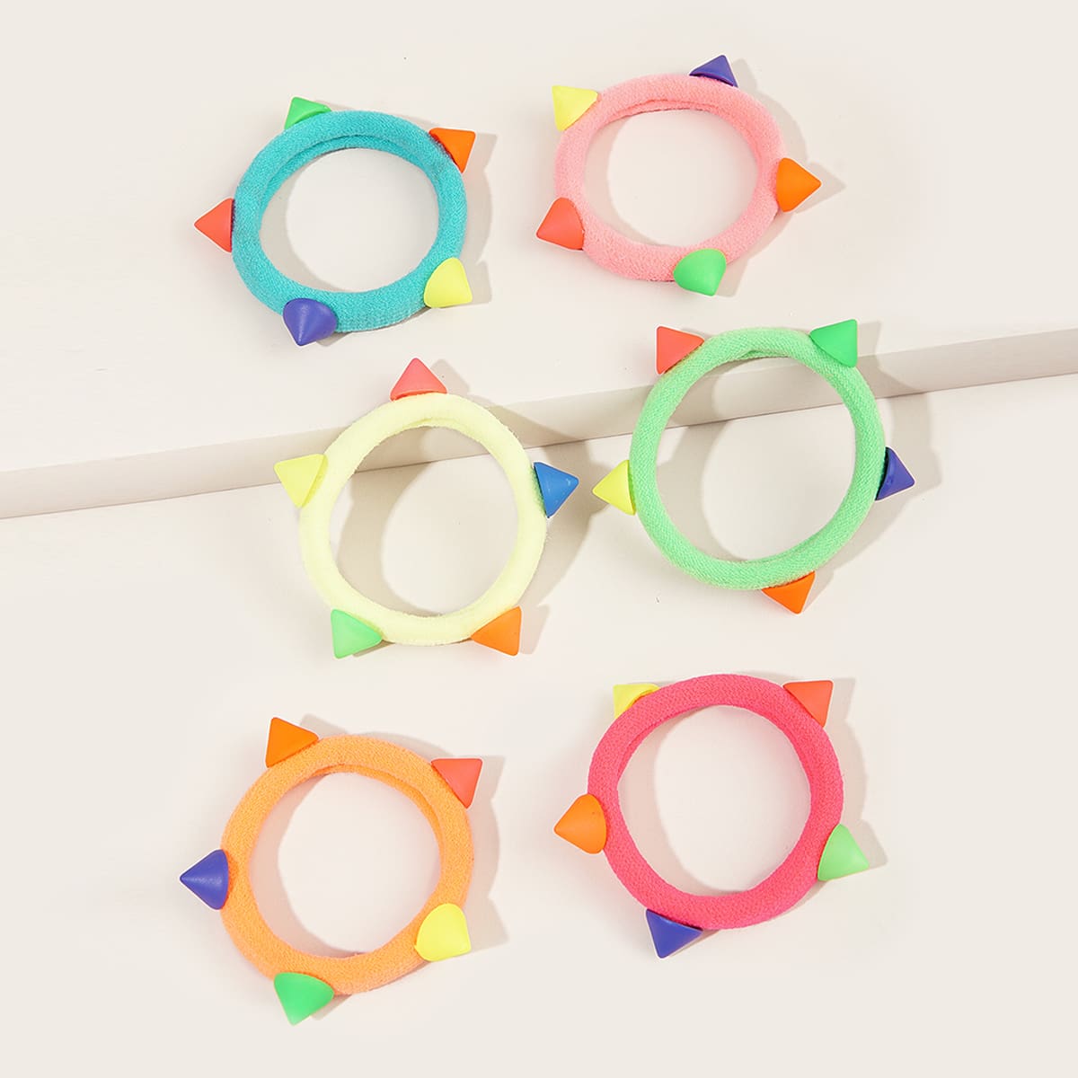 

6pcs Studded Decor Hair Tie, Multicolor