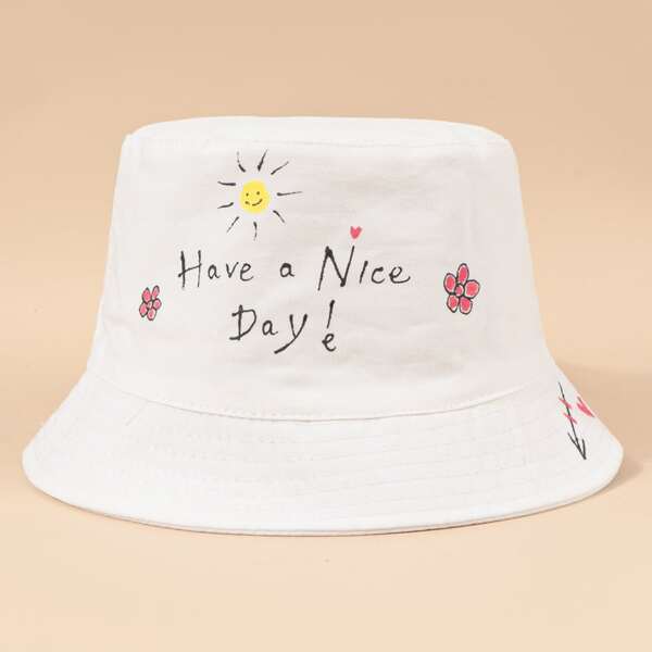 

Toddler Kids Letter Graphic Bucket Hat, White