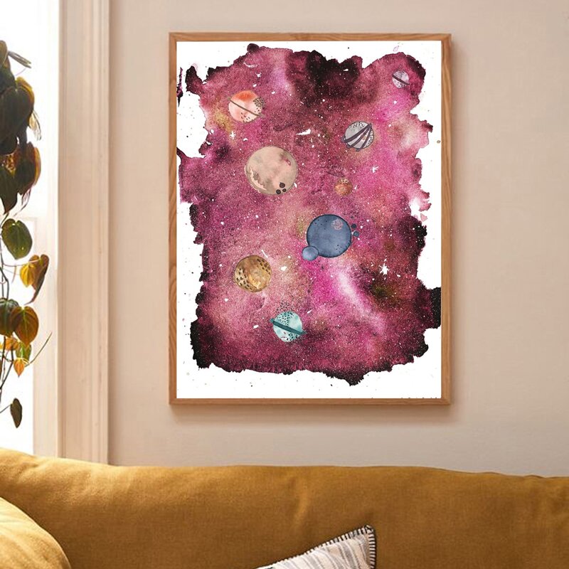 

Planet Print Wall Painting Without Frame, Multicolor