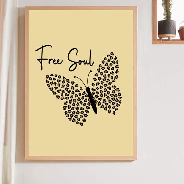 

Butterfly Print Wall Painting Without Frame, Yellow