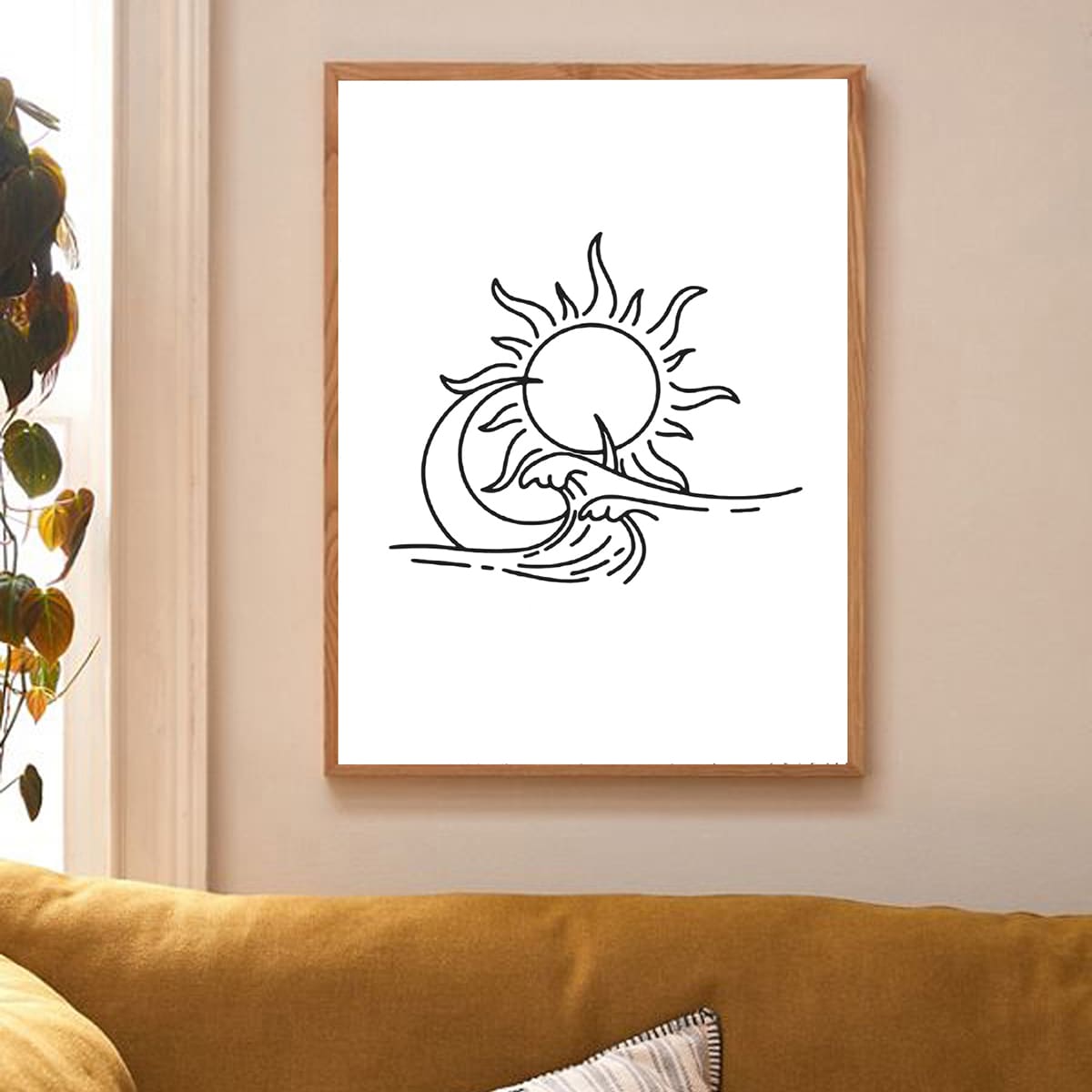 

Sun & Moon Print Wall Painting Without Frame, White