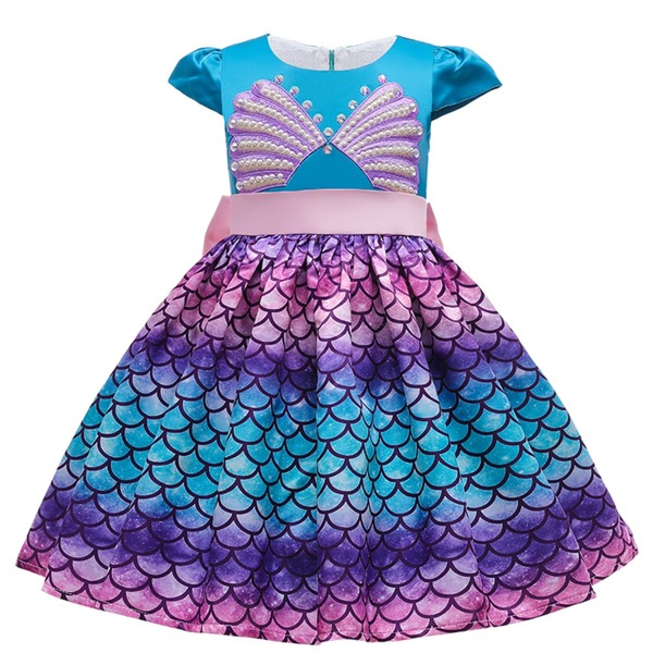 

Toddler Girls Fish Scale & Ombre Big Bow Dress, Multicolor