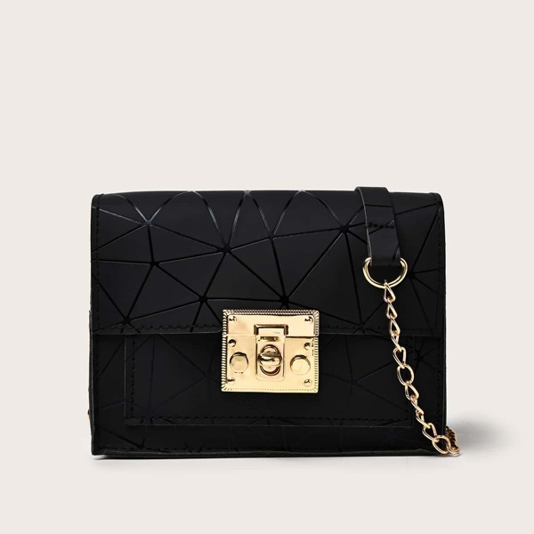 

Geometric Pattern Chain Bag, Black
