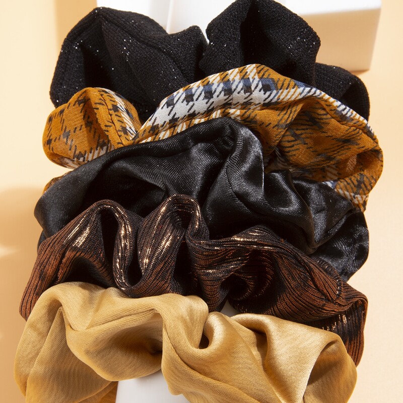 

5pcs Houndstooth Pattern Scrunchie, Multicolor