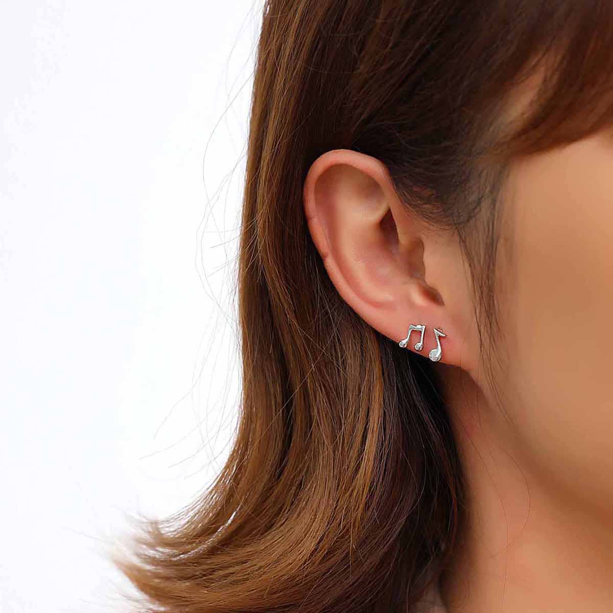 

Music Note Design Stud Earrings, Silver