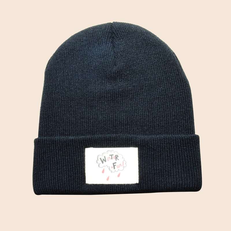 

Guys Letter Patch Beanie, Black