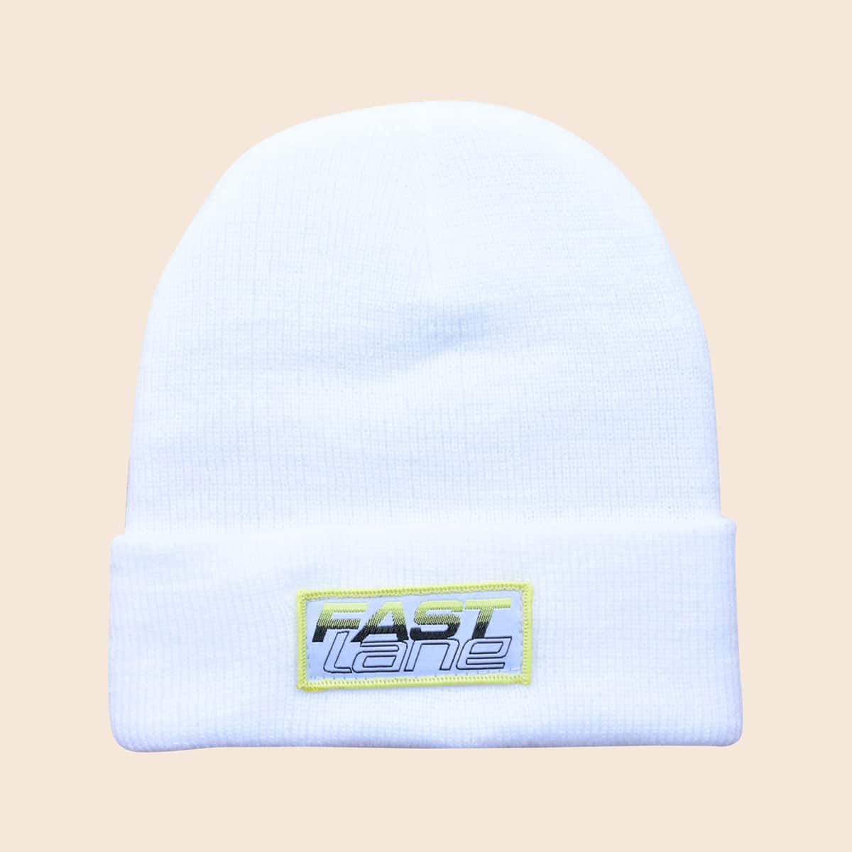 

Guys Letter Patch Beanie, White