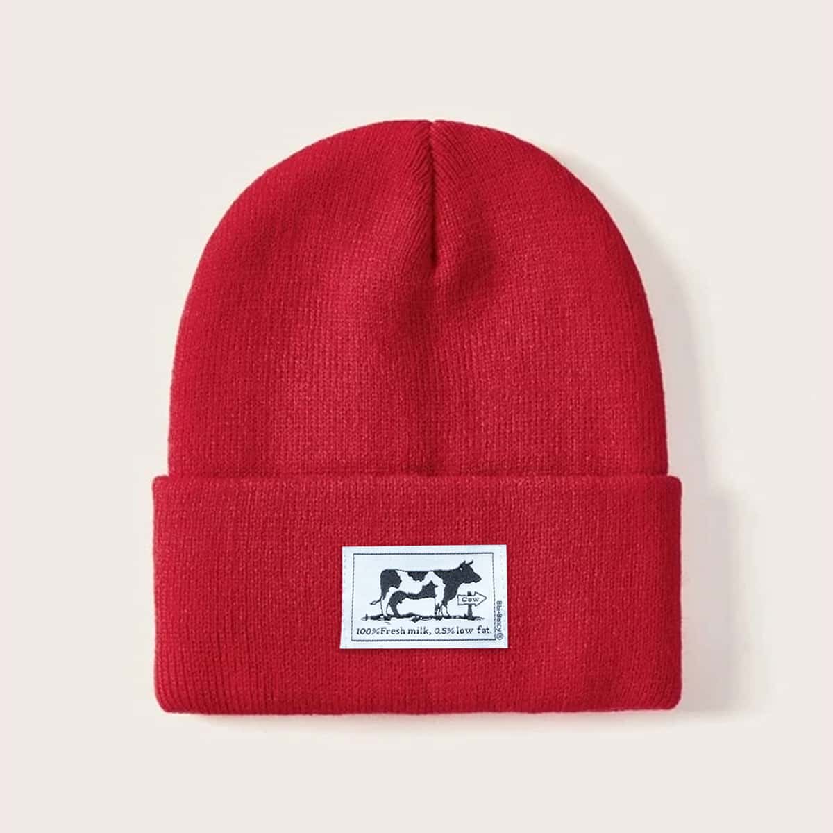 

Guys Cow Patch Beanie, Red
