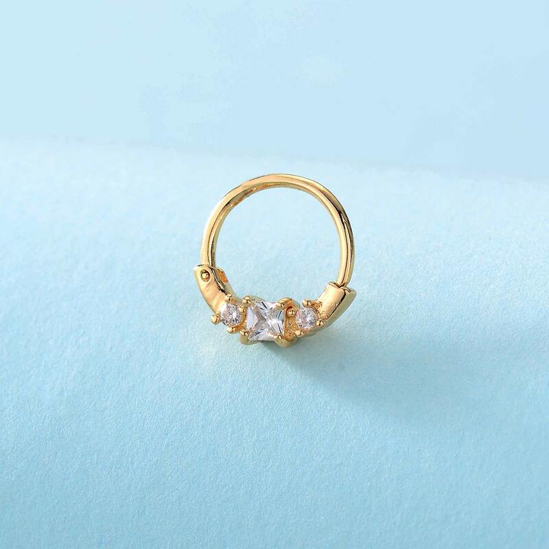 

1pc Zircon Decor Earring, Gold