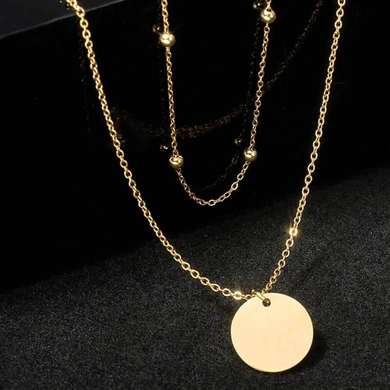 

Disc Decor Layered Necklace, Gold
