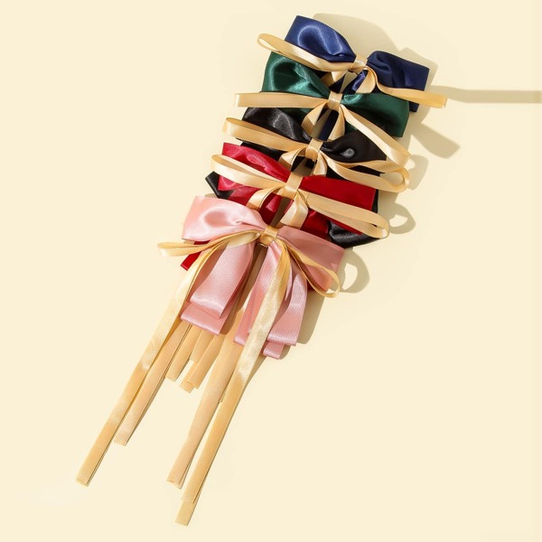 

5pcs Girls Bow Knot Decor Hair Clip, Multicolor