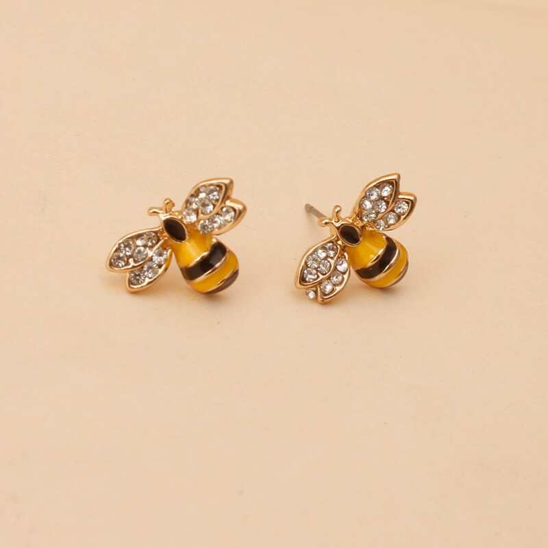 

Rhinestone Bee Stud Earrings, Yellow