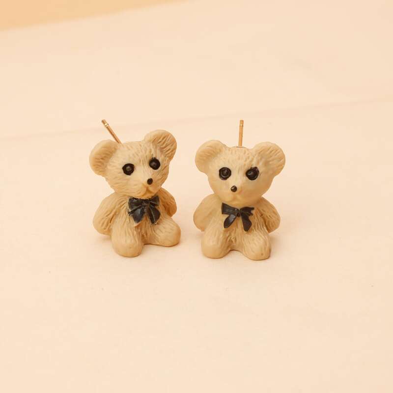 

Bear Stud Earrings, Brown