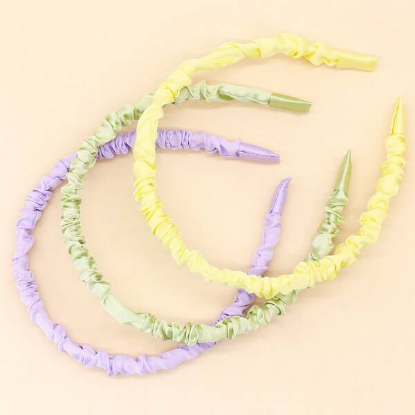 

3pcs Toddler Girls Ruched Hair Hoop, Multicolor