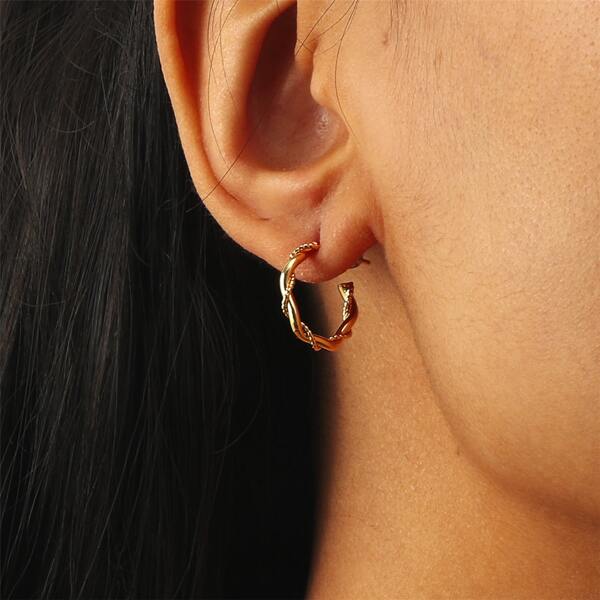 

Twist Cuff Hoop Earrings, Gold