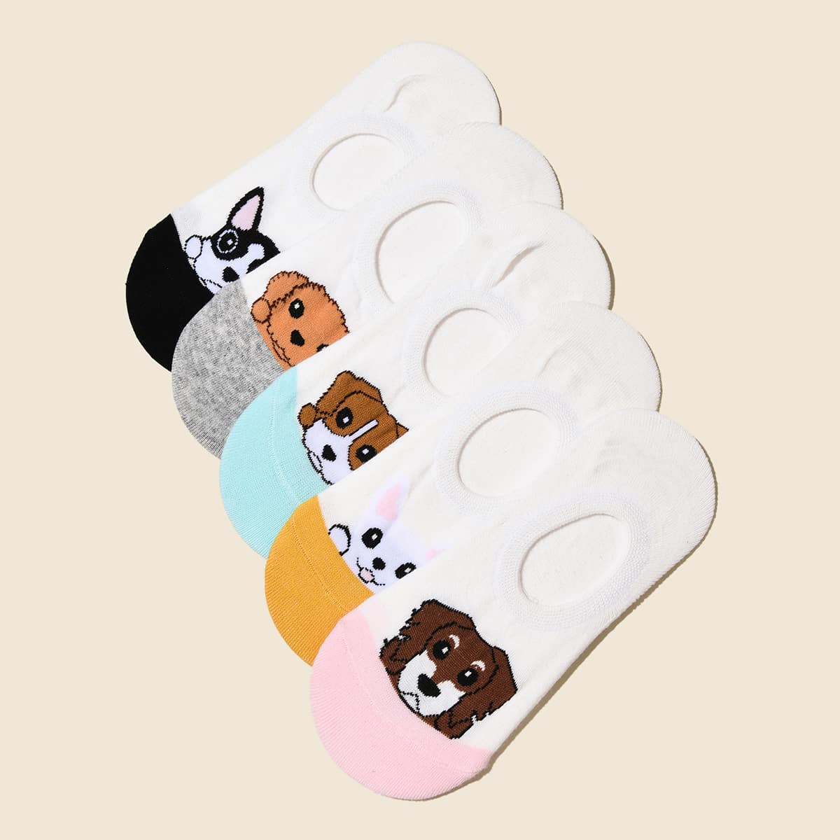 

5pairs Dog Pattern Socks, Multicolor
