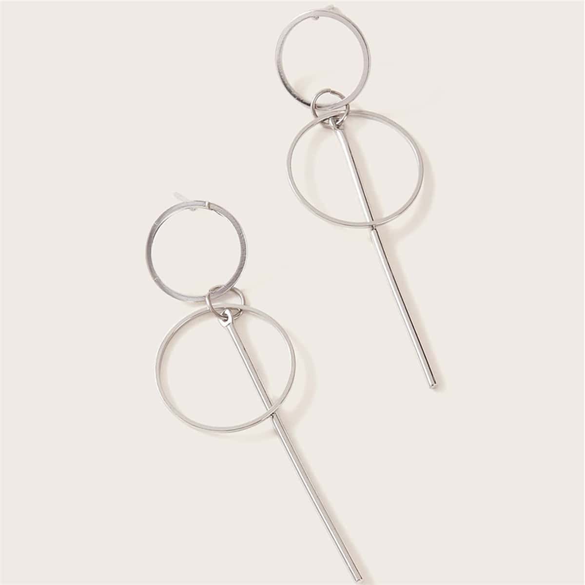 

Hoop & Bar Drop Earrings, Silver