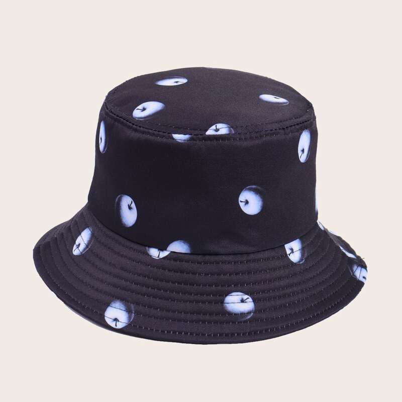 

Guys Apple Pattern Bucket Hat, Black