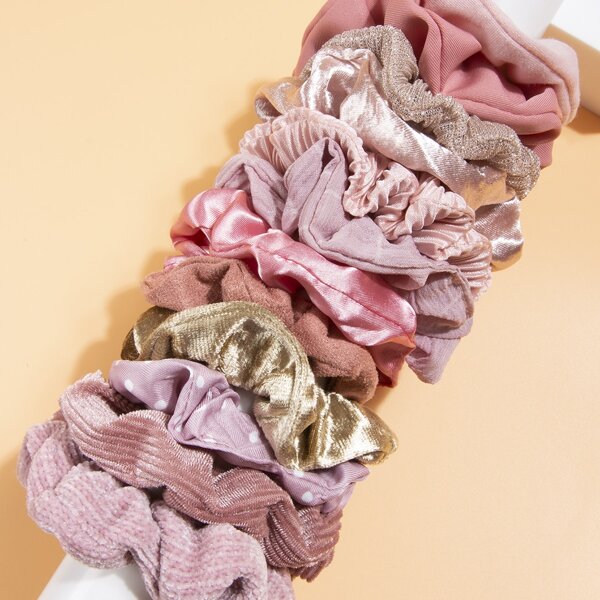

12pcs Simple Colorful Scrunchie, Multicolor