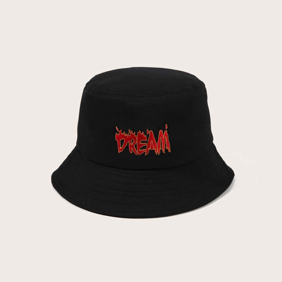 

Guys Letter Embroidery Bucket Hat, Black