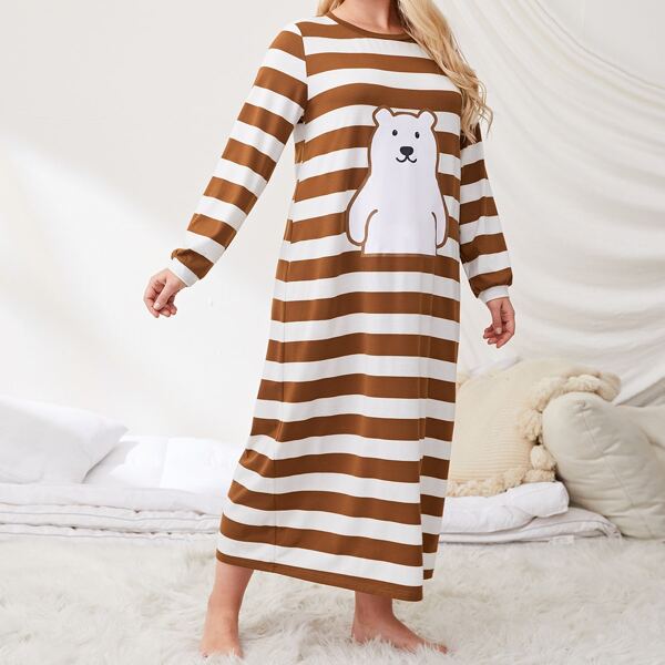 

Plus Striped Cartoon Graphic Sleepshirt, Multicolor