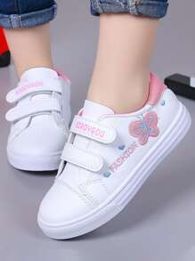 小女孩粉白色平底運動休閒鞋
