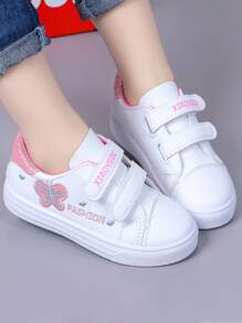 小女孩粉白色平底運動休閒鞋