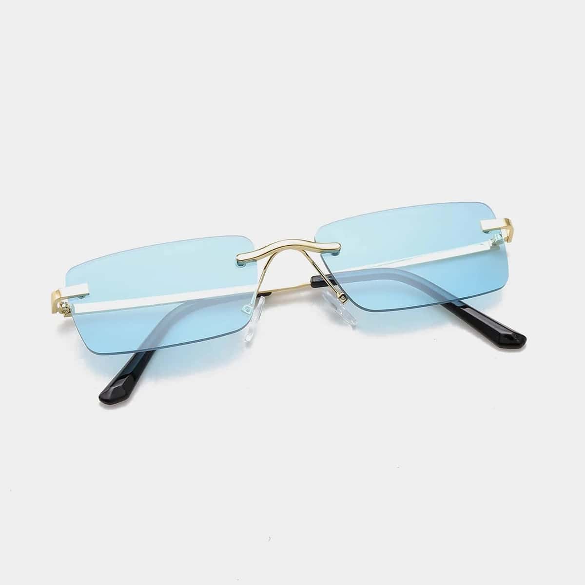

Guys Rimless Tinted Lens Sunglasses, Baby blue