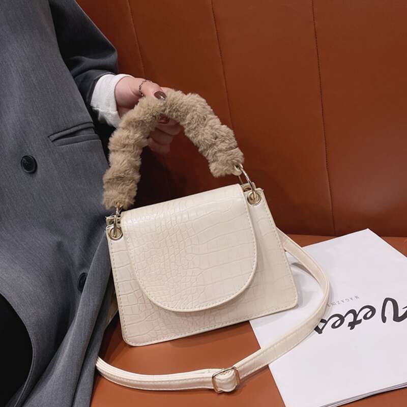 

Handle Flap Satchel Bag, White