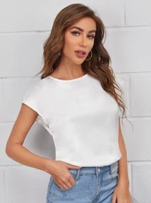 SHEIN Clasi 鏤空後扭結上衣 - 白色 - 查看 4