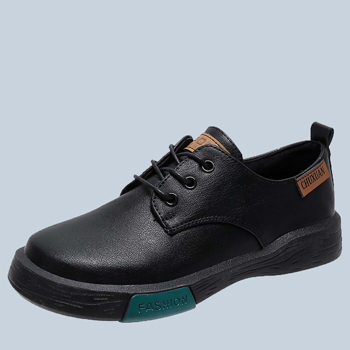 

Letter Lace-up Front Oxfords, Black