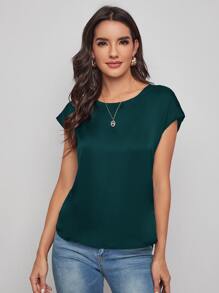 SHEIN Clasi Cut Out Twist Back Top - Dark Green - View 2