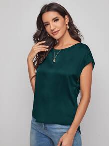 SHEIN Clasi Cut Out Twist Back Top - Dark Green - View 5