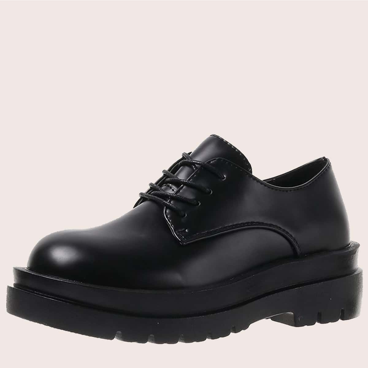 

Lace-up Front Platform Oxfords, Black