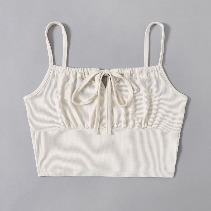 

Ruched Bust Crop Cami, Beige